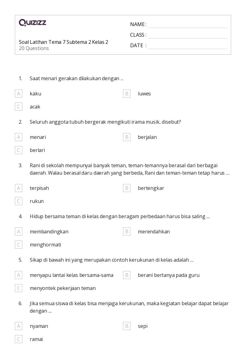 50 lembar kerja Soal Kata Pecahan untuk Kelas 2 di Quizizz Gratis