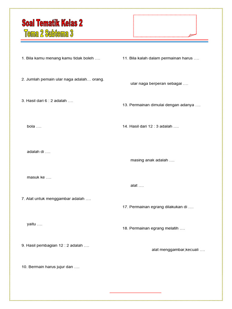 10 Contoh soal kelas 2 tema 2 subtema 3 terbaru yang sering keluar saat ujian sekolah