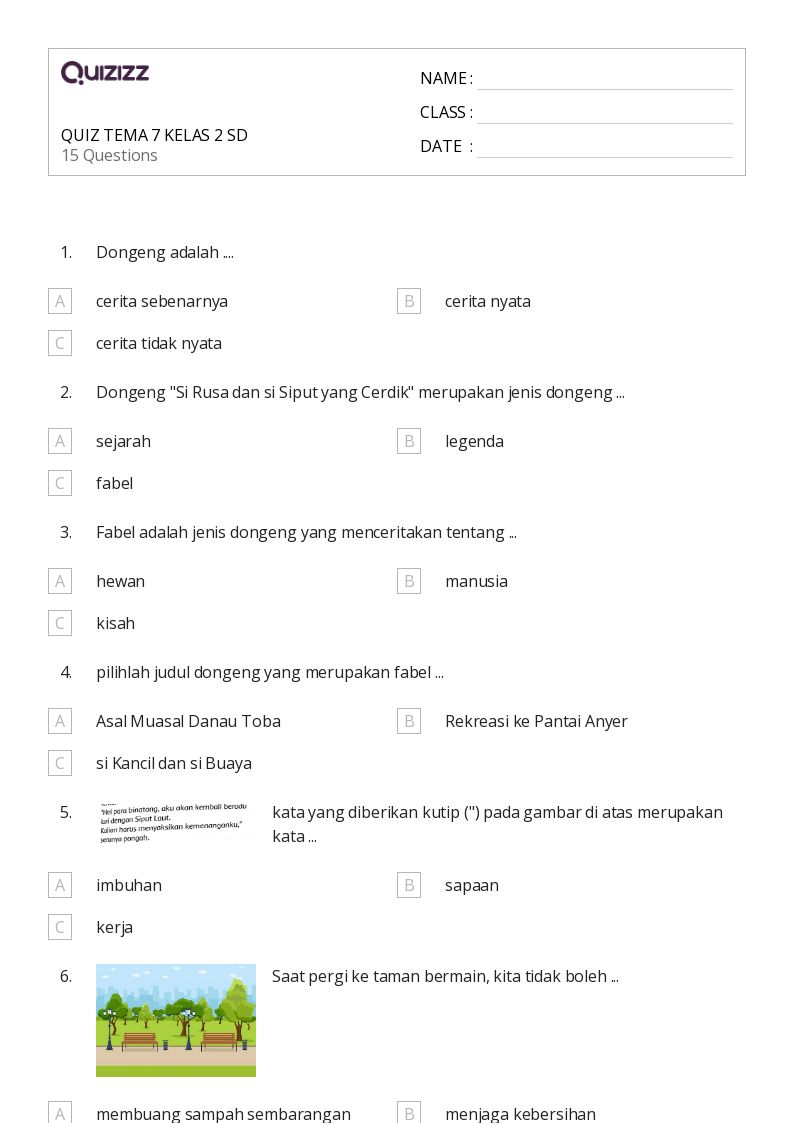 50 lembar kerja Soal Kata Pecahan untuk Kelas 2 di Quizizz Gratis