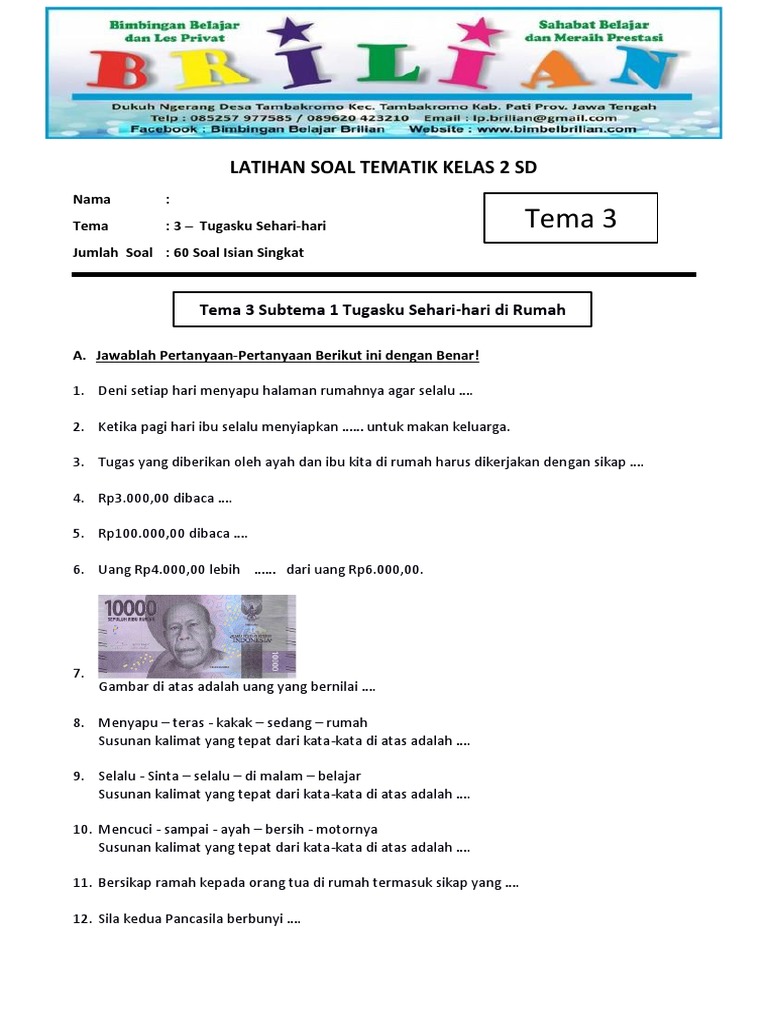 Persiapan Optimal Kumpulan Contoh Soal PAS Kelas 2 Tema 3 Kurikulum Persiapan Optimal Kumpulan Contoh Soal PAS Kelas 2 Tema 3 Kurikulum