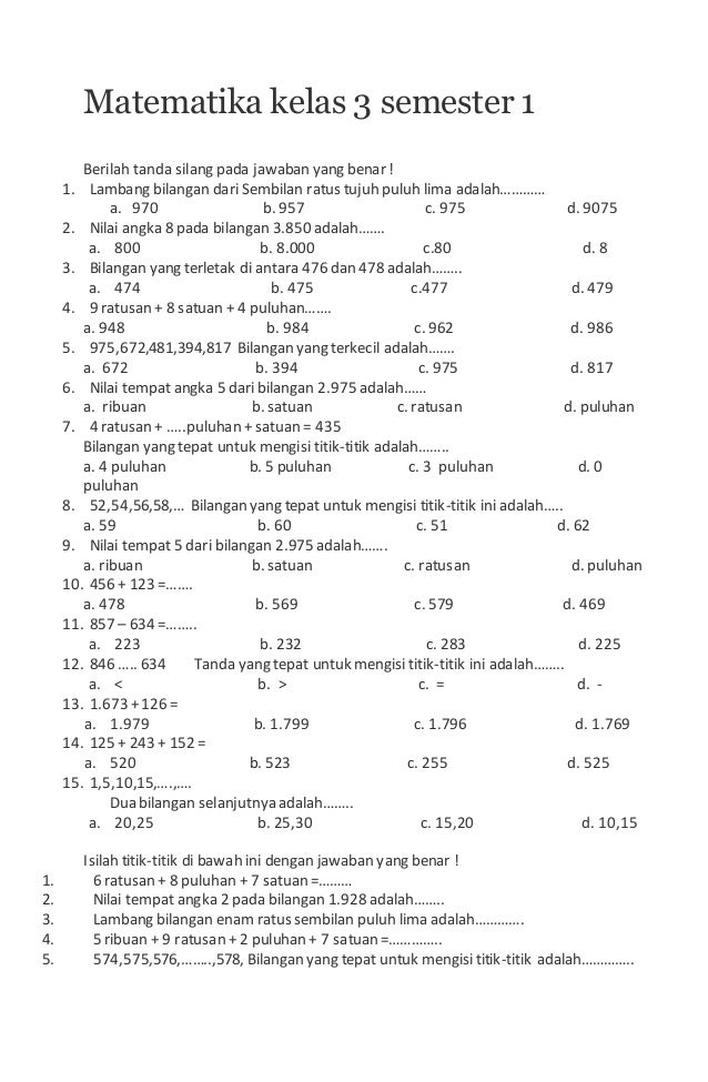 contoh soal kelas 3 ba semester 1