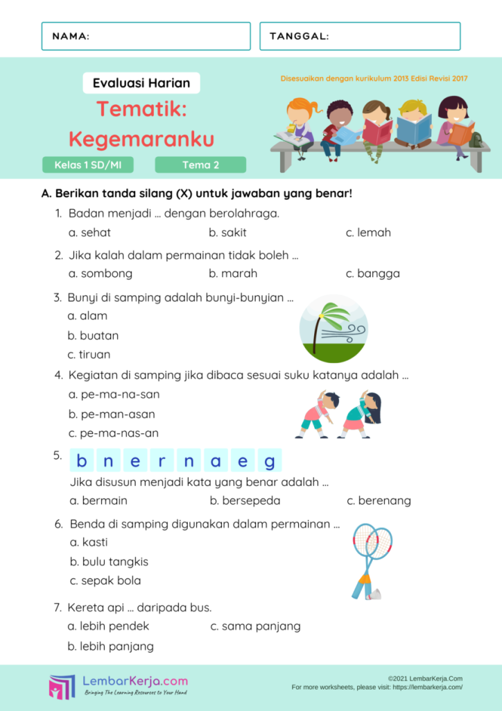 contoh soal kelas 3 berbasis tema