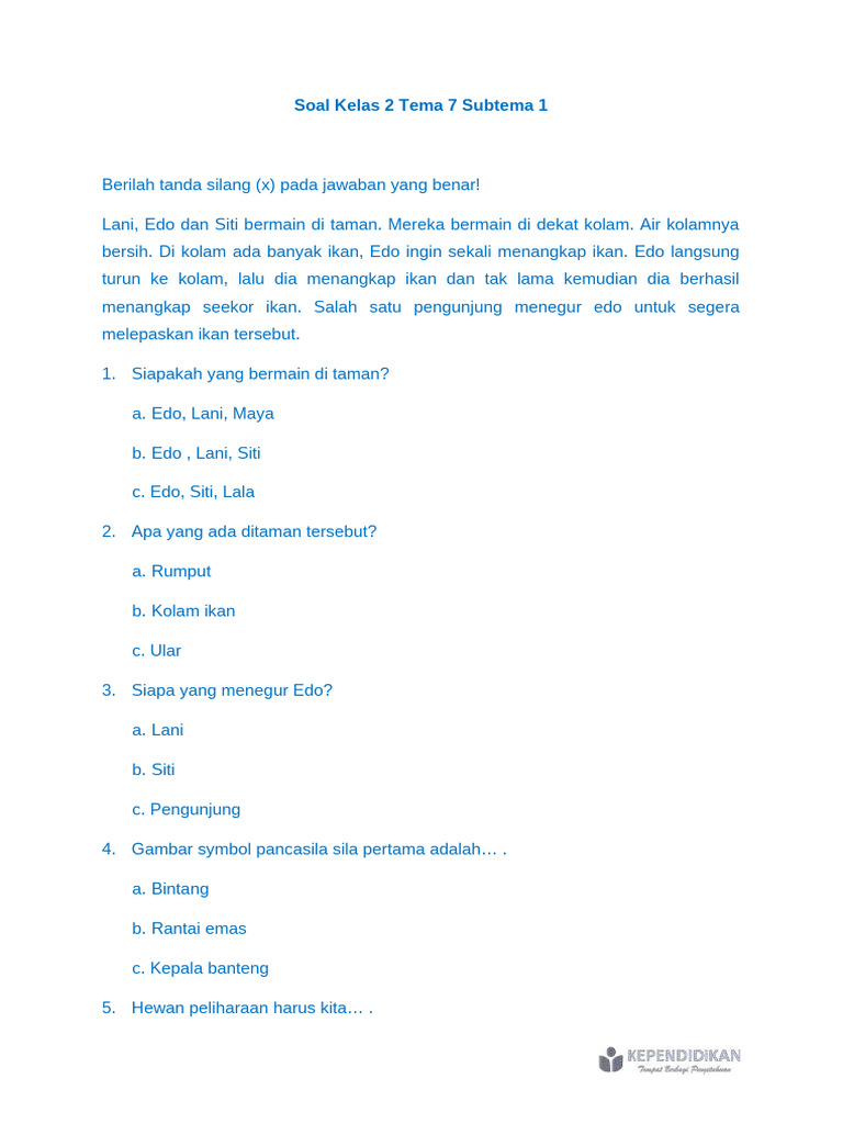 5 Fakta Penting Soal Kelas 2 Tema 7 Subtema 2 yang Wajib Diketahui Orang Tua