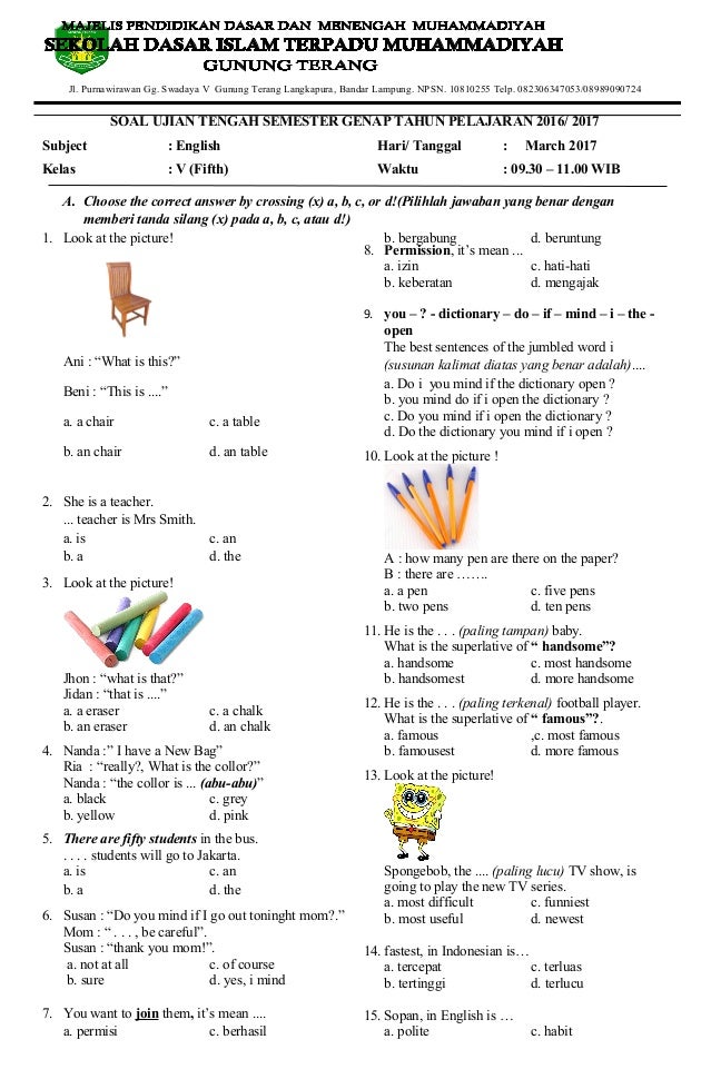 5 Rahasia Soal Bahasa Inggris Kelas 5 Semester 2 Kurikulum 2013 yang Wajib Diketahui Sebelum Ujian