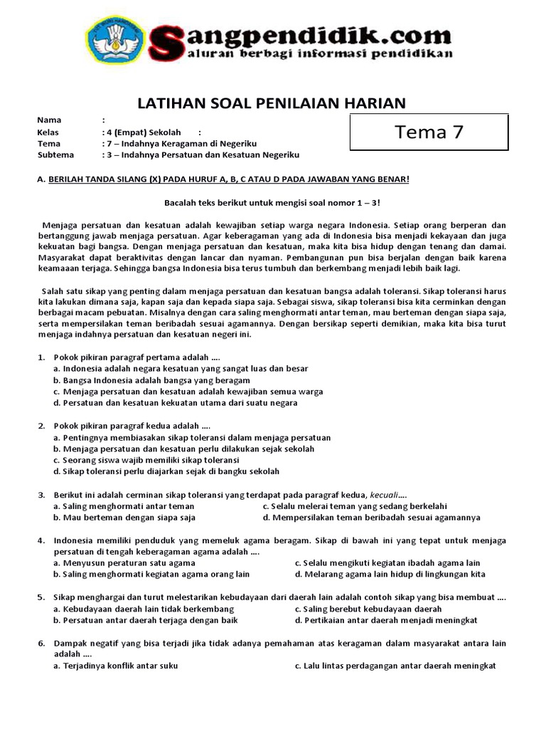 Bank Soal K13 Kelas 4 Tema 7 Pb 3 Terbaru 2026: 5 Tipe Soal HOTS yang Sering Muncul di Ulangan Harian