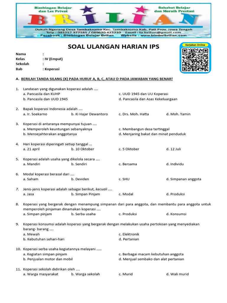 Terbukti Bank Soal IPS Kelas 4 Terbaru 40 Soal PTS Semester 1 dan Kunci Jawaban Kurikulum