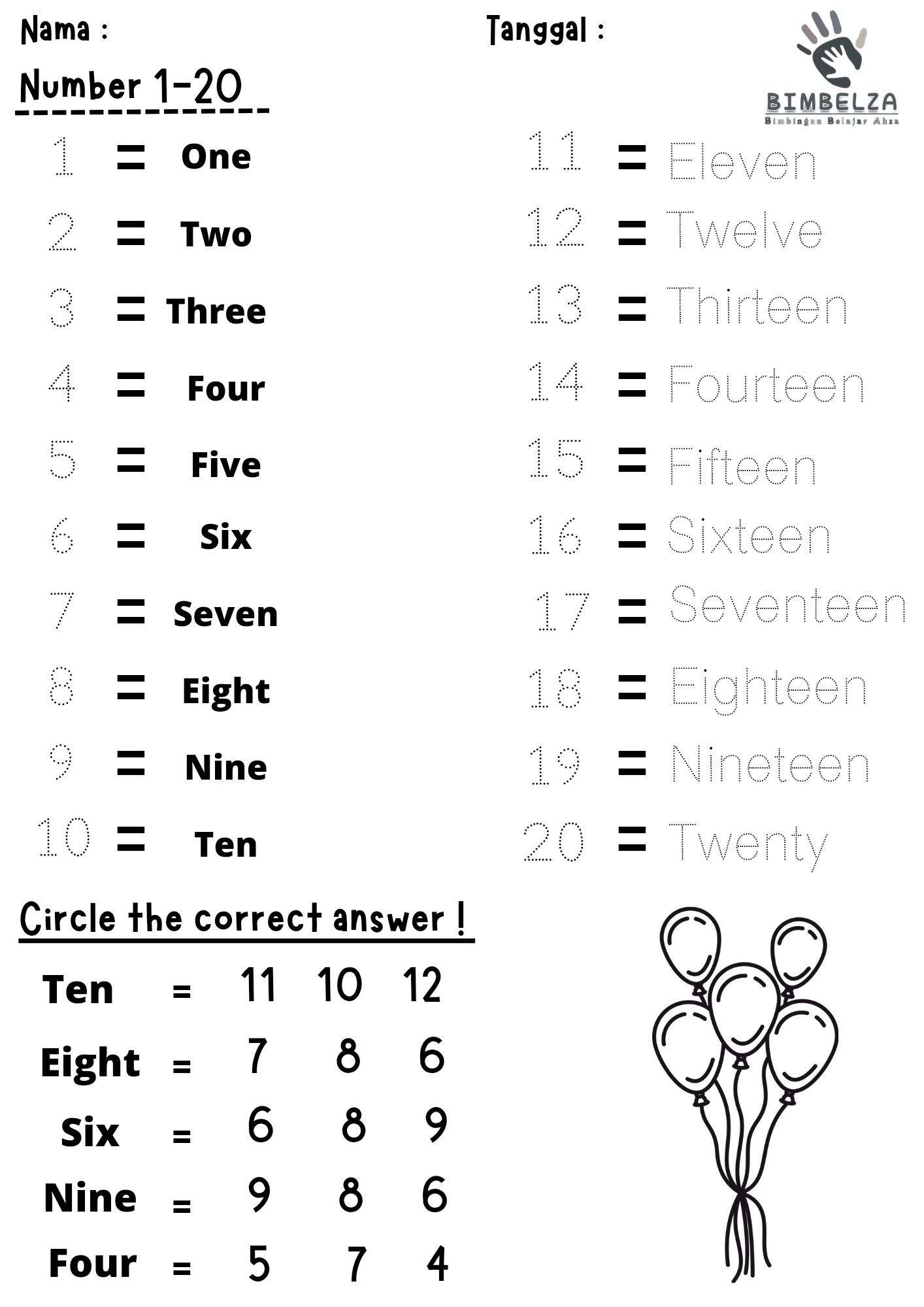 Rahasia Cepat Pintar dengan Latihan Soal Bahasa Inggris Kelas 1 SD Semester 2 Numbers Rahasia Cepat Pintar dengan Latihan Soal Bahasa Inggris Kelas 1 SD Semester 2 Numbers