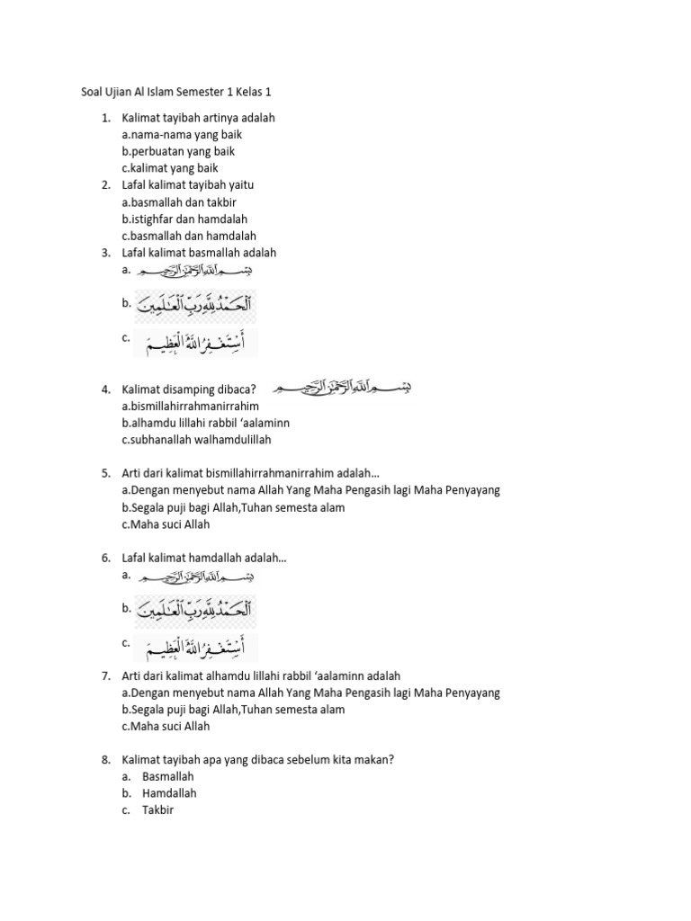 Ternyata Begini Bocoran Soal Al Islam Kelas 1 Untuk Persiapan Ujian Sekolah Ternyata Begini Bocoran Soal Al Islam Kelas 1 Untuk Persiapan Ujian Sekolah