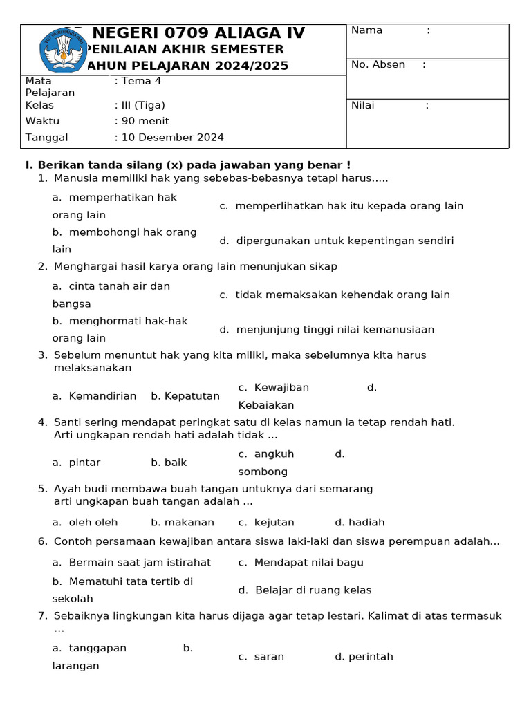 Wajib Tahu! Kumpulan Contoh Soal Tema 4 Kelas 3 SD Kurikulum 2013 Agar Nilai Maksimal Wajib Tahu! Kumpulan Contoh Soal Tema 4 Kelas 3 SD Kurikulum 2013 Agar Nilai Maksimal
