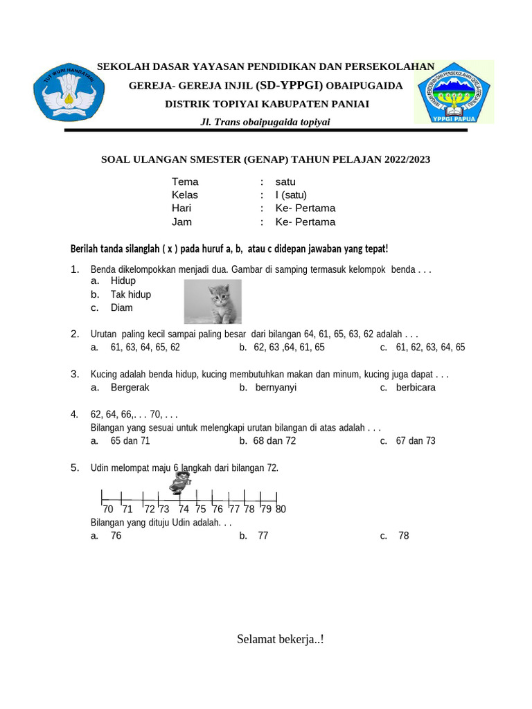 Wajib Tahu Rahasia Sukses Ujian dengan Bank Soal UKK Kelas 1 SD Semester 2 Terbaru